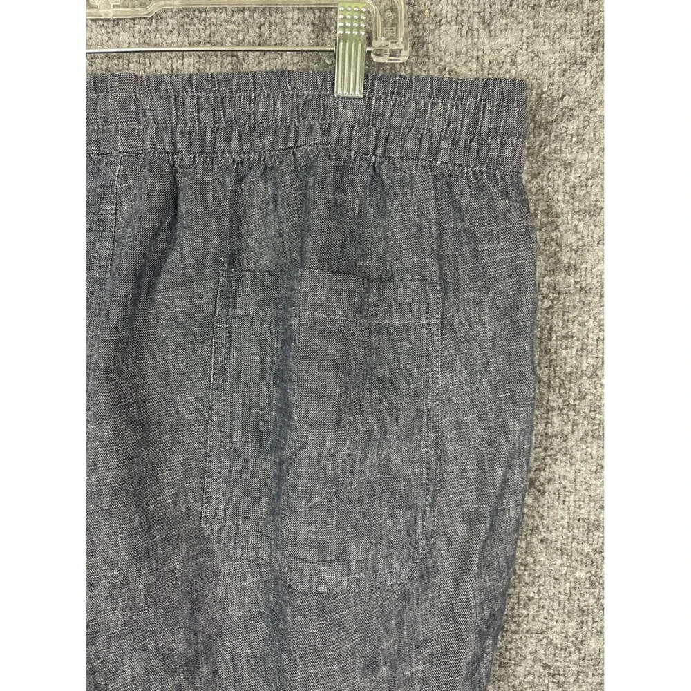 Sun Stone Shorts Mens XL Blue Linen Cotton Elastic Waist Drawstring